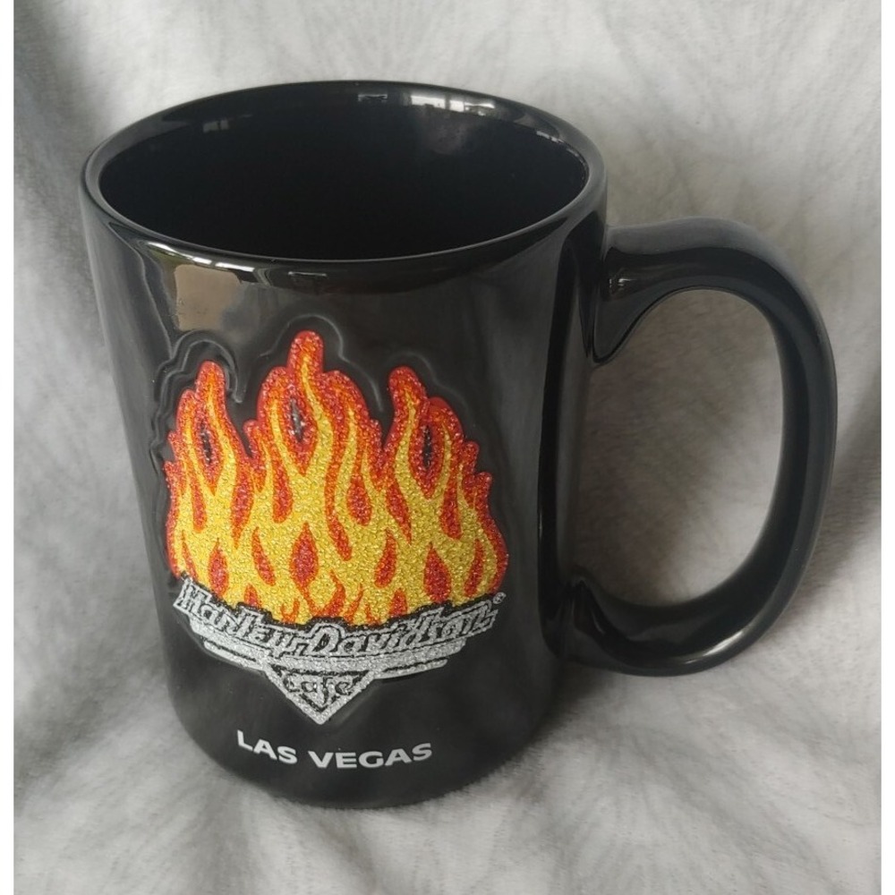 HARLEY DAVIDSON Cafe Motorcycle Textured Fire Flames COFFEE MUG Las Vegas 2011